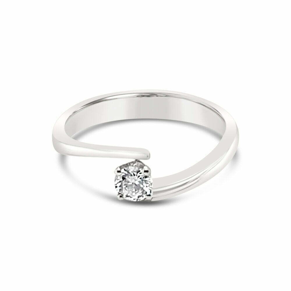 18k witgouden solitaire ring 0.30 ct. diamant