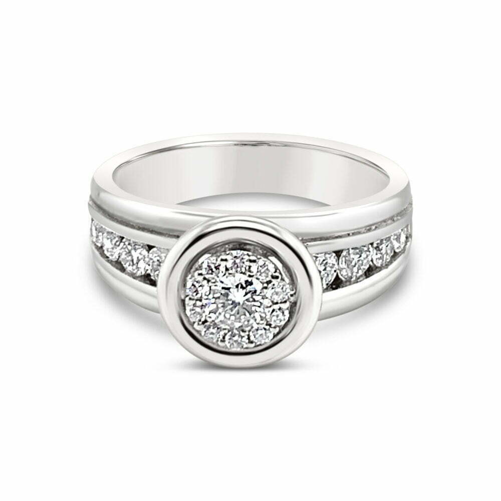 18k witgouden pavé solitaire ring 0.76 ct. diamanten