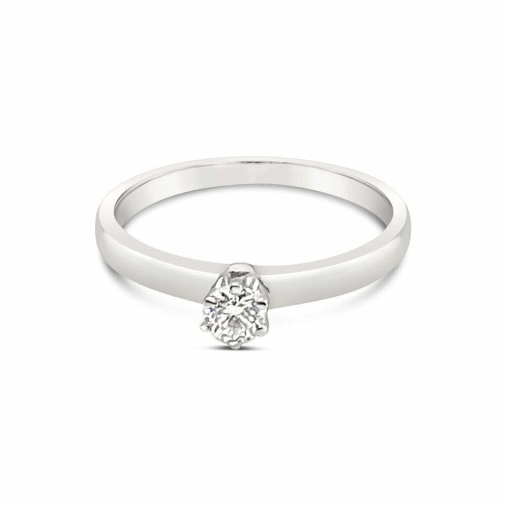 18k witgouden solitaire ring 0.16 ct. diamant