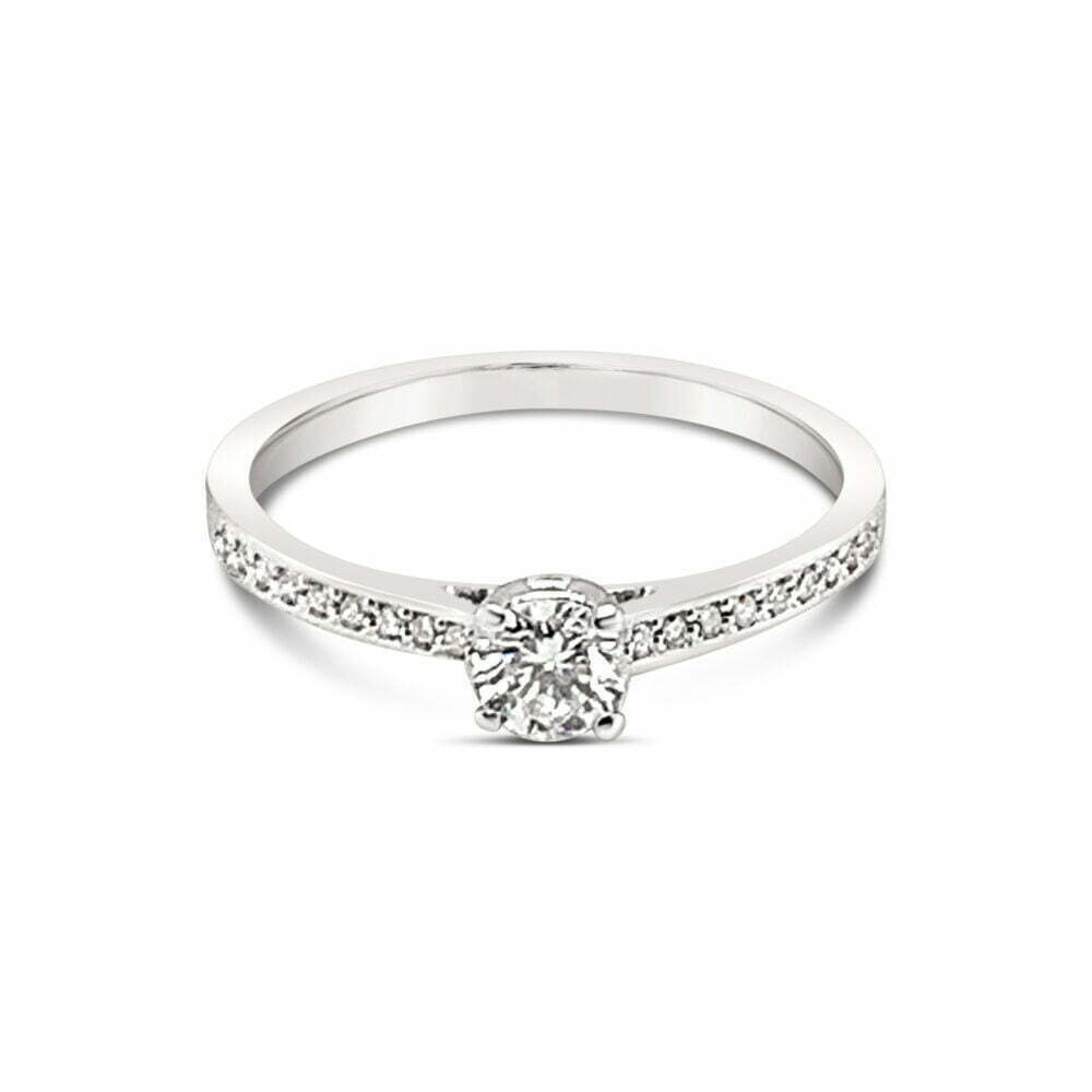 18k witgouden pavé solitaire ring 1.34 ct. diamanten