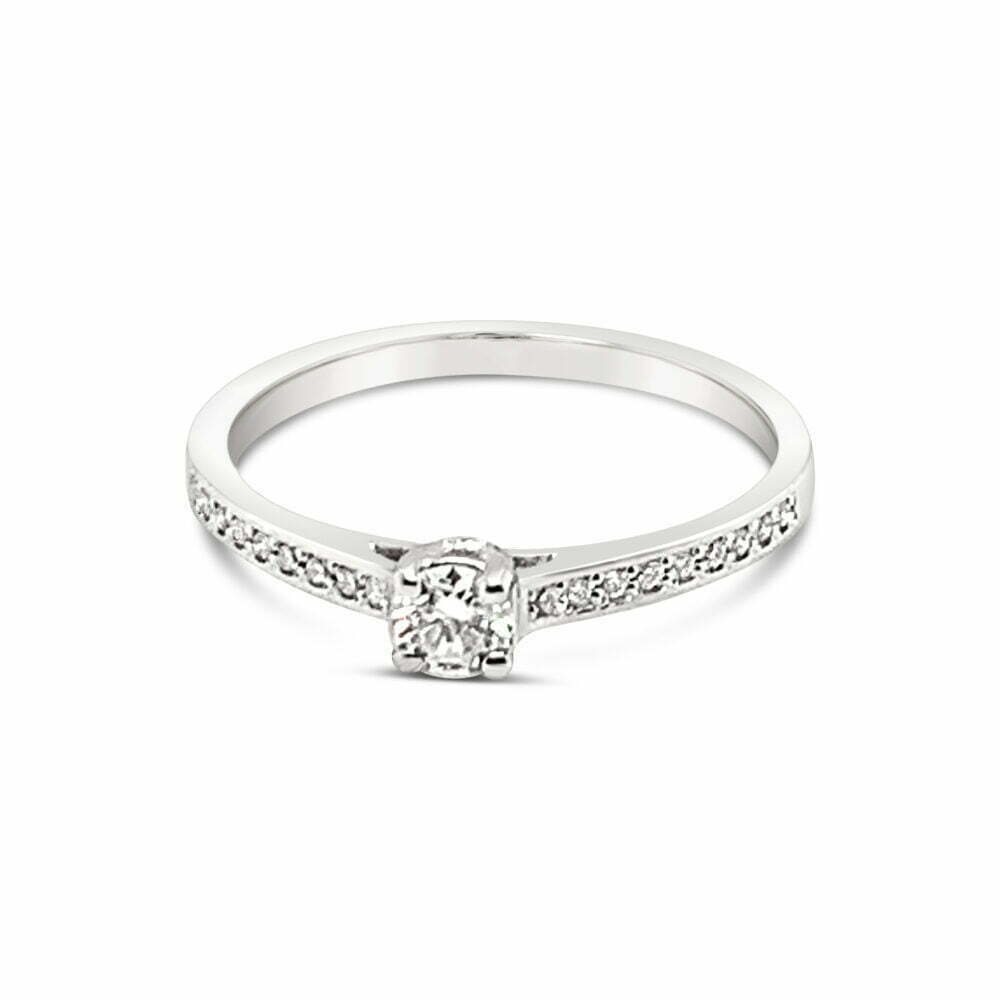 18k witgouden pavé solitaire ring 1.34 ct. diamanten - Afbeelding 2