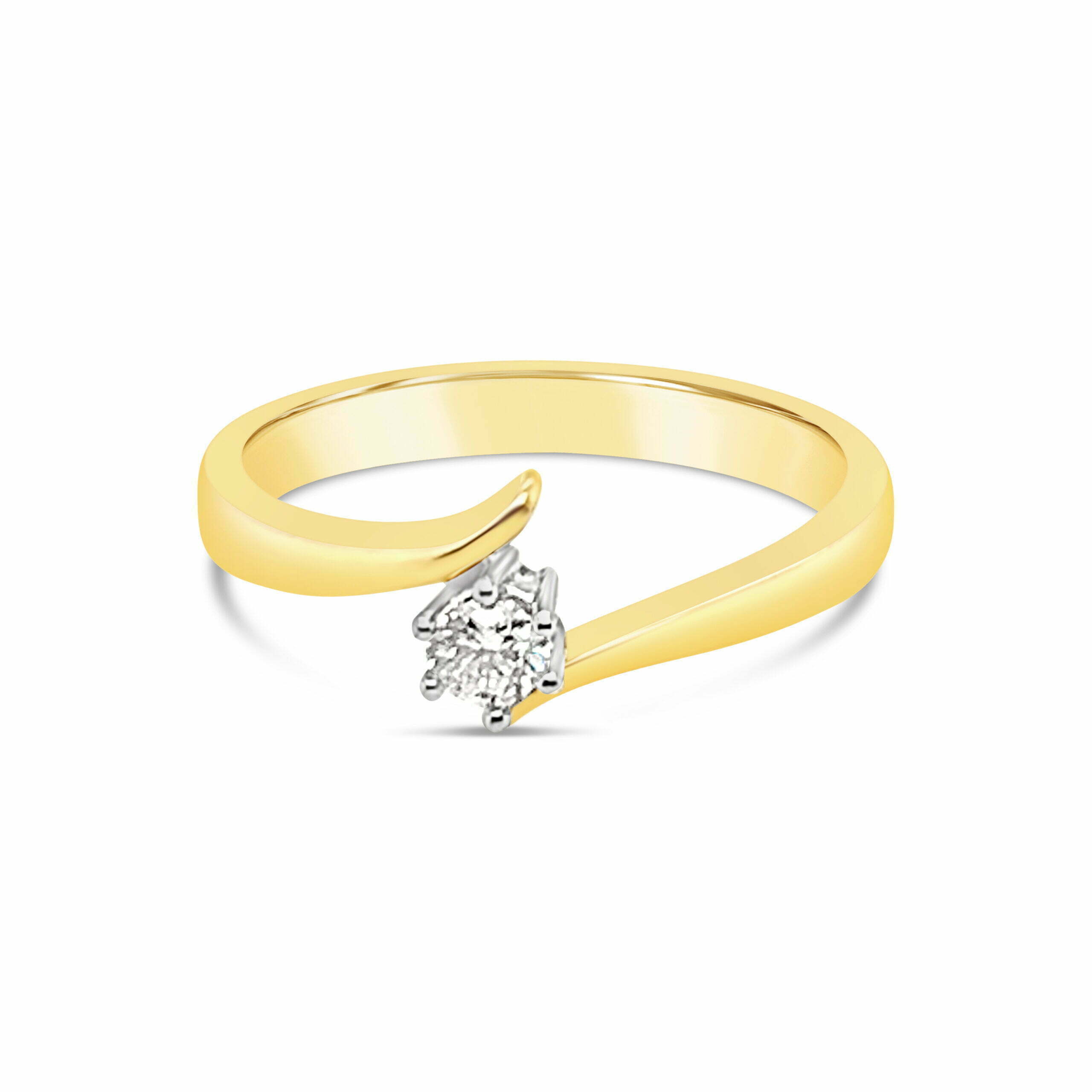 18k geel- en witgouden solitaire ring 0.19 ct. diamant