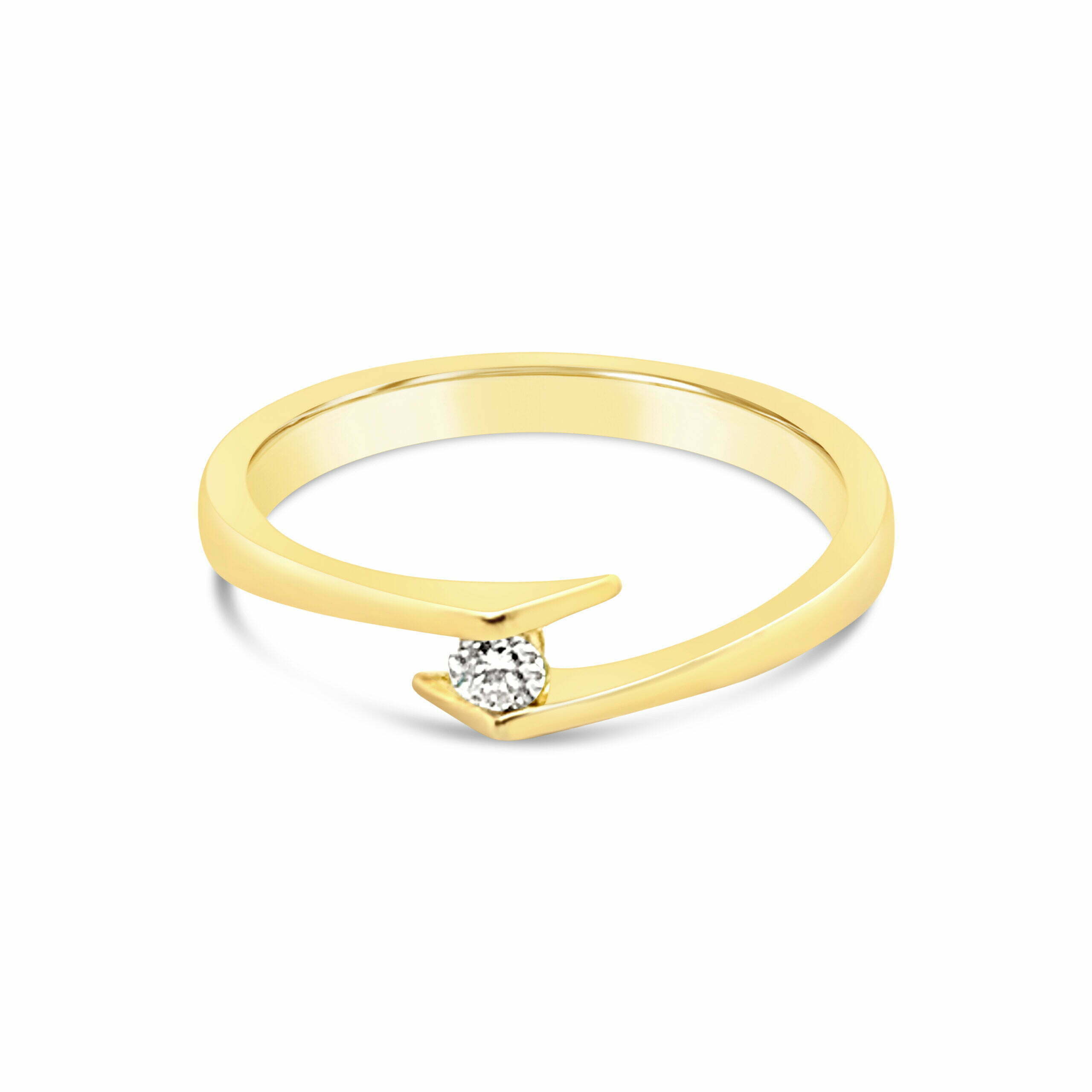 18k geelgouden solitaire ring 0.06 met ct. diamant