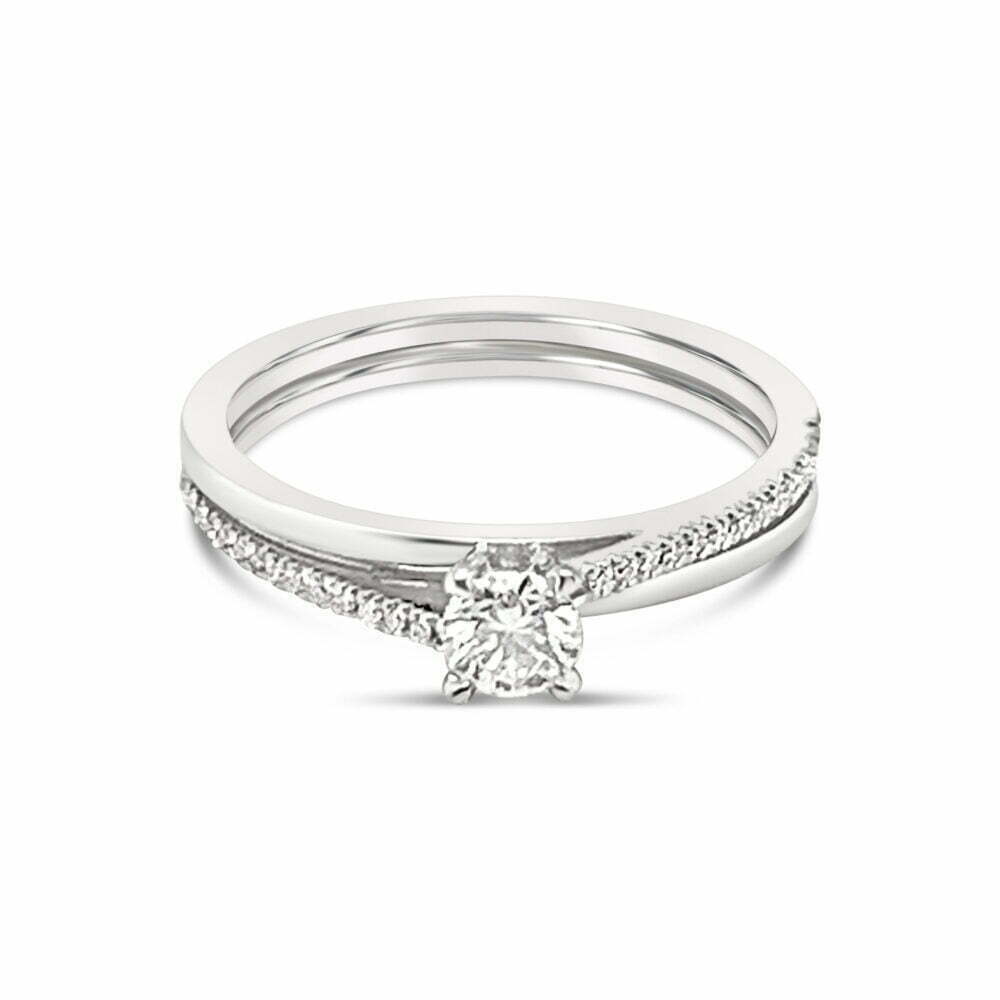 18k witgouden pavé solitaire ring 1.32 ct. diamanten