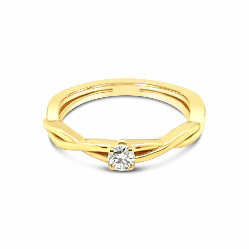 18k geelgouden solitaire ring met 0.37 ct. diamant