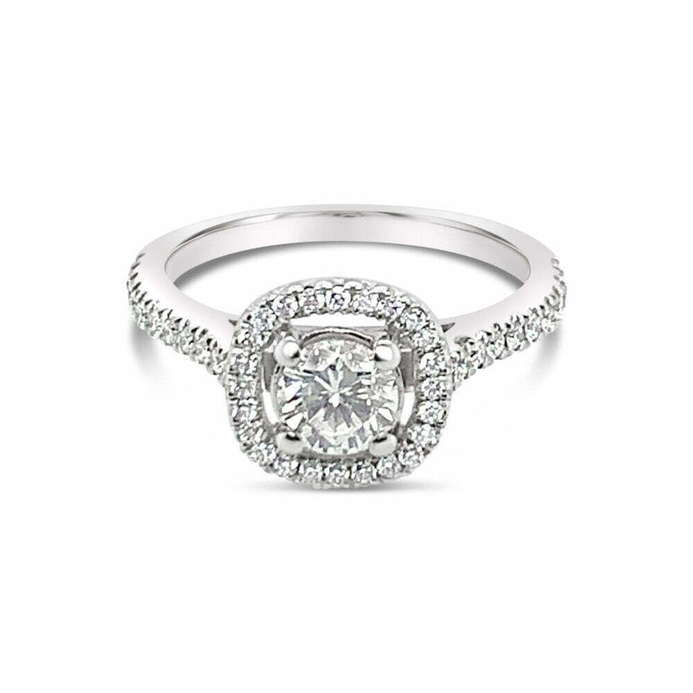18k witgouden pavé solitaire ring 1.52 ct. diamanten - Afbeelding 2