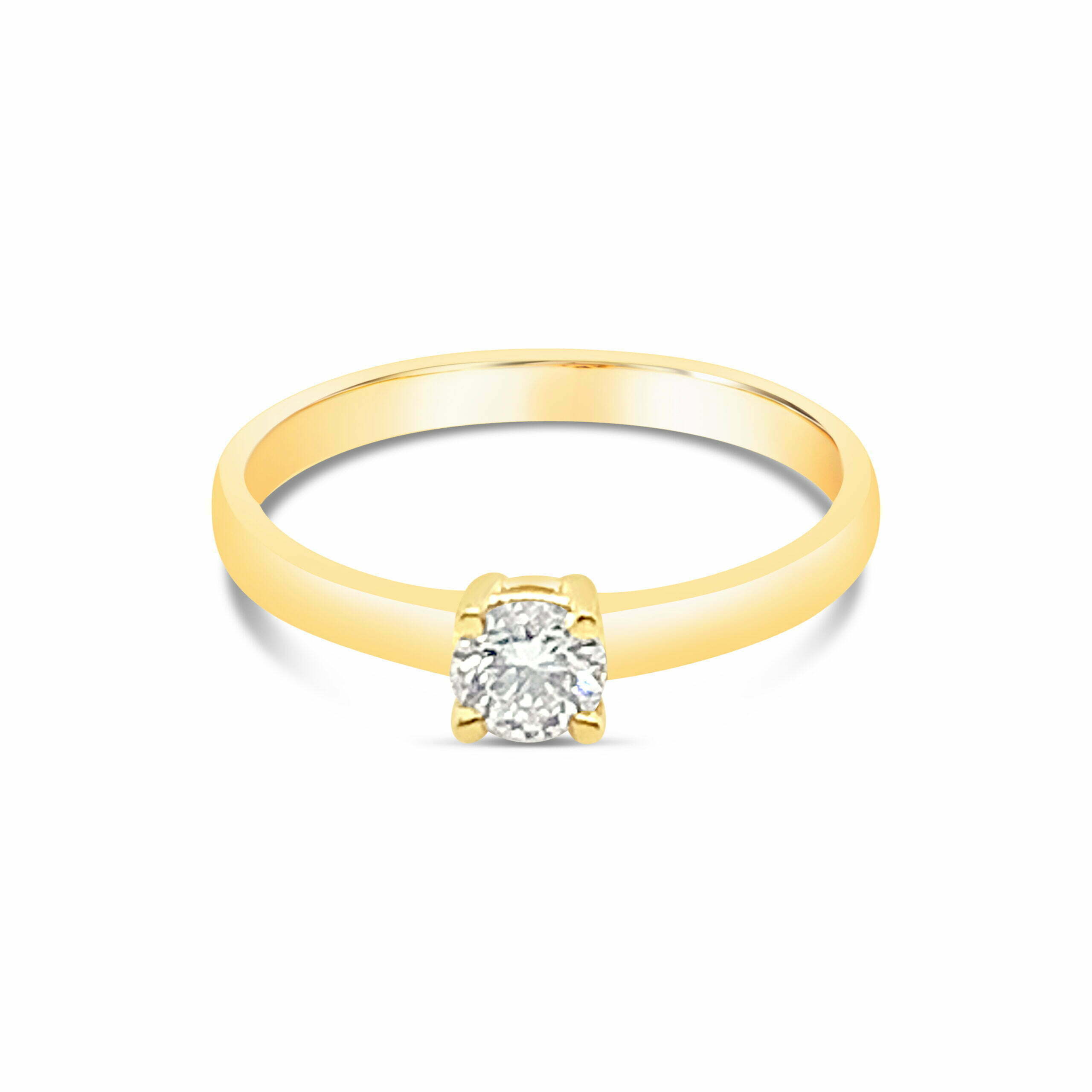 18k geelgouden solitaire ring met 0.42 ct. diamant