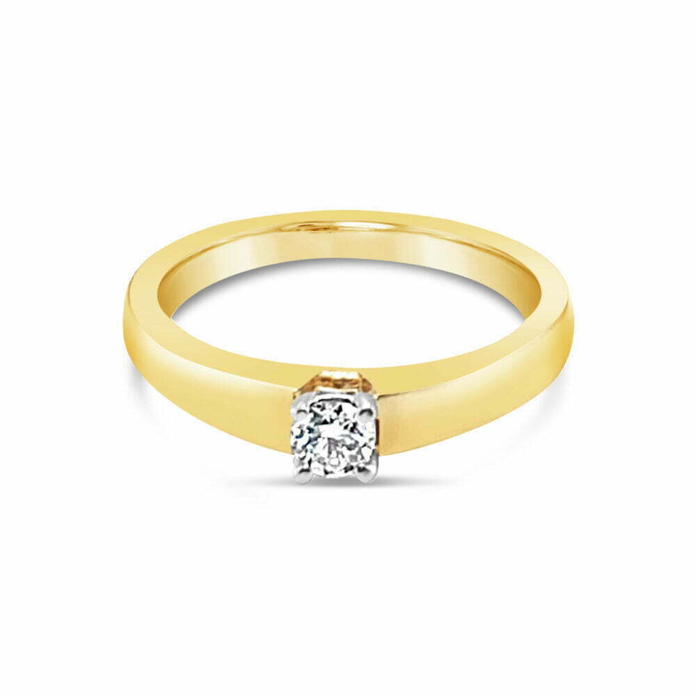 18k geel- en witgouden solitaire ring 1.00 ct. diamant