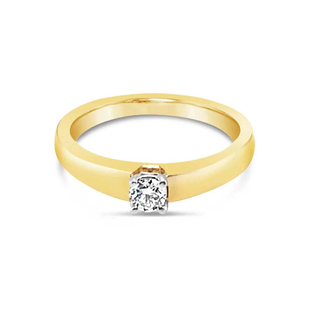 18k geel- en witgouden solitaire ring 1.00 ct. diamant