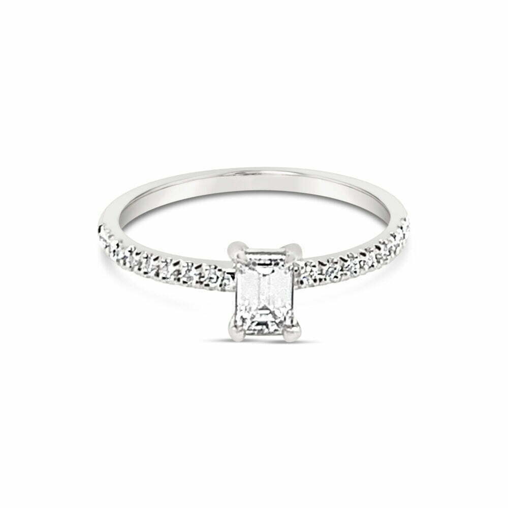 18k witgouden pavé solitaire ring 0.72 ct. diamanten