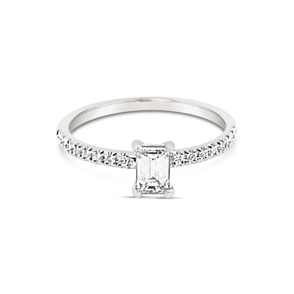 18k witgouden pavé solitaire ring 0.72 ct. diamanten