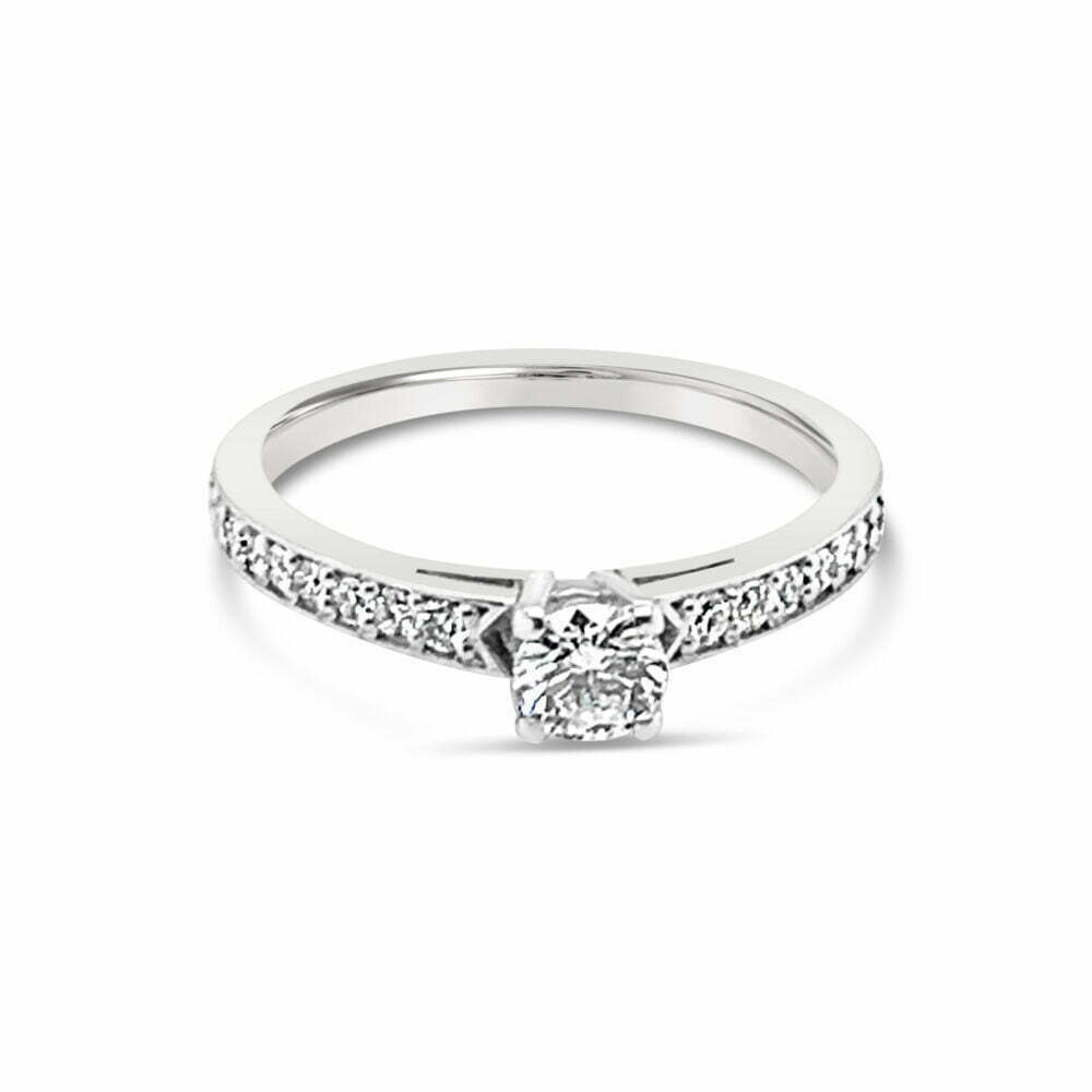 18k witgouden pavé solitaire ring 1.42 ct. diamanten