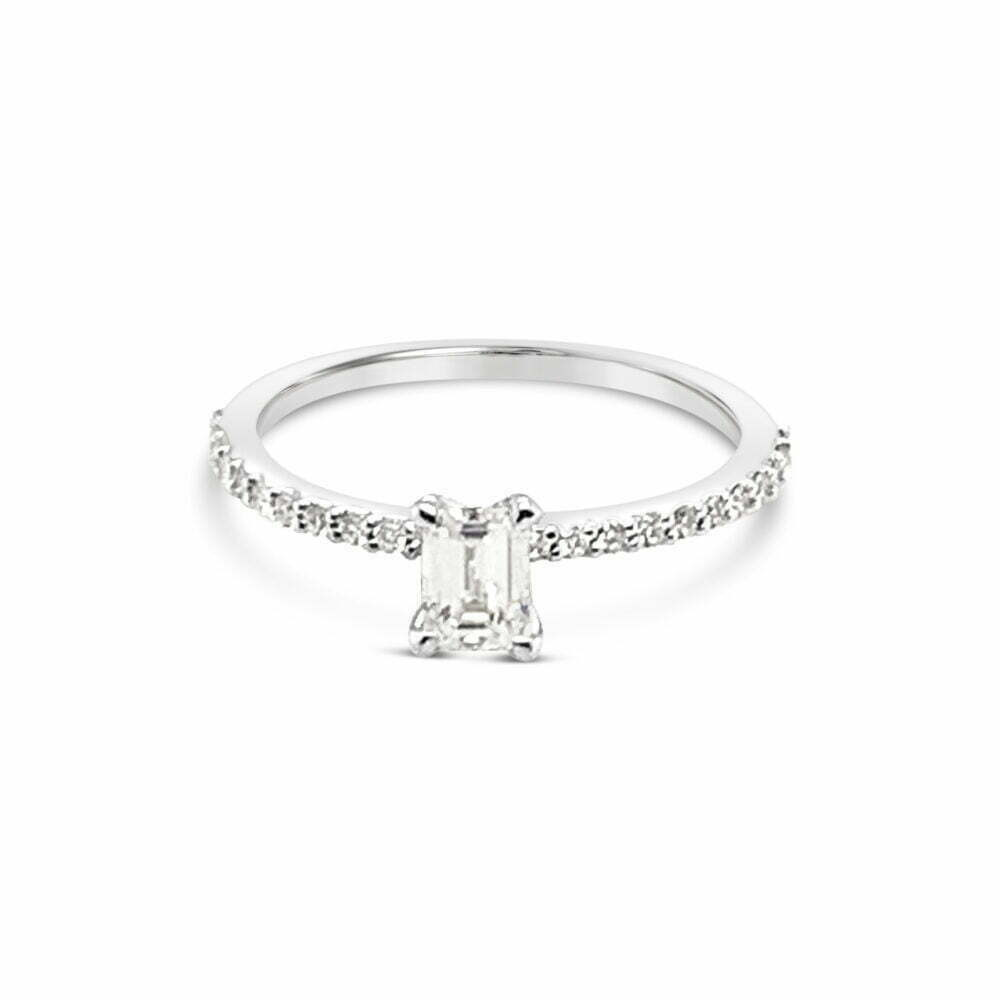 18k witgouden pavé solitaire ring 0.50 ct. diamanten