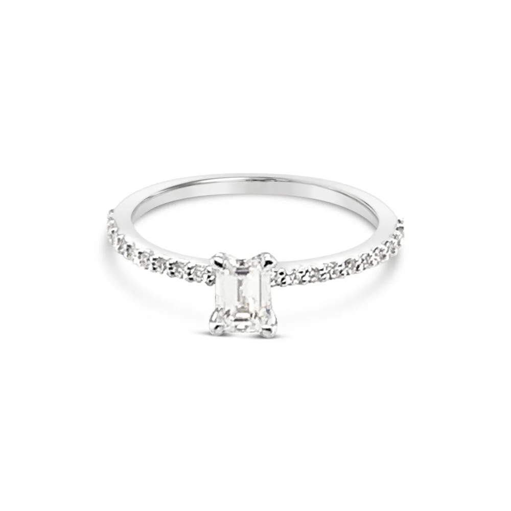 18k witgouden pavé solitaire ring 0.50 ct. diamanten