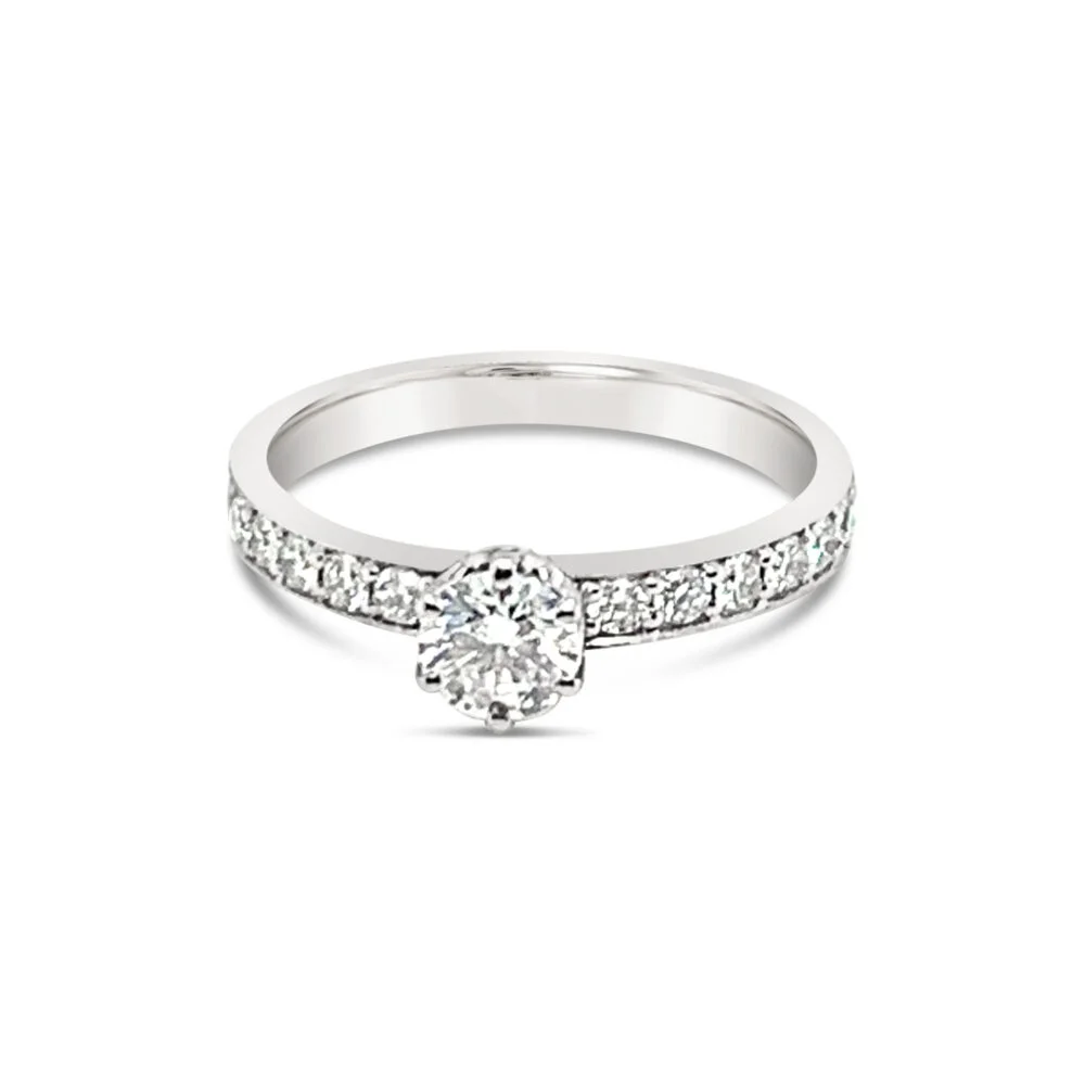 18k witgouden solitaire ring 1.30 ct. diamanten
