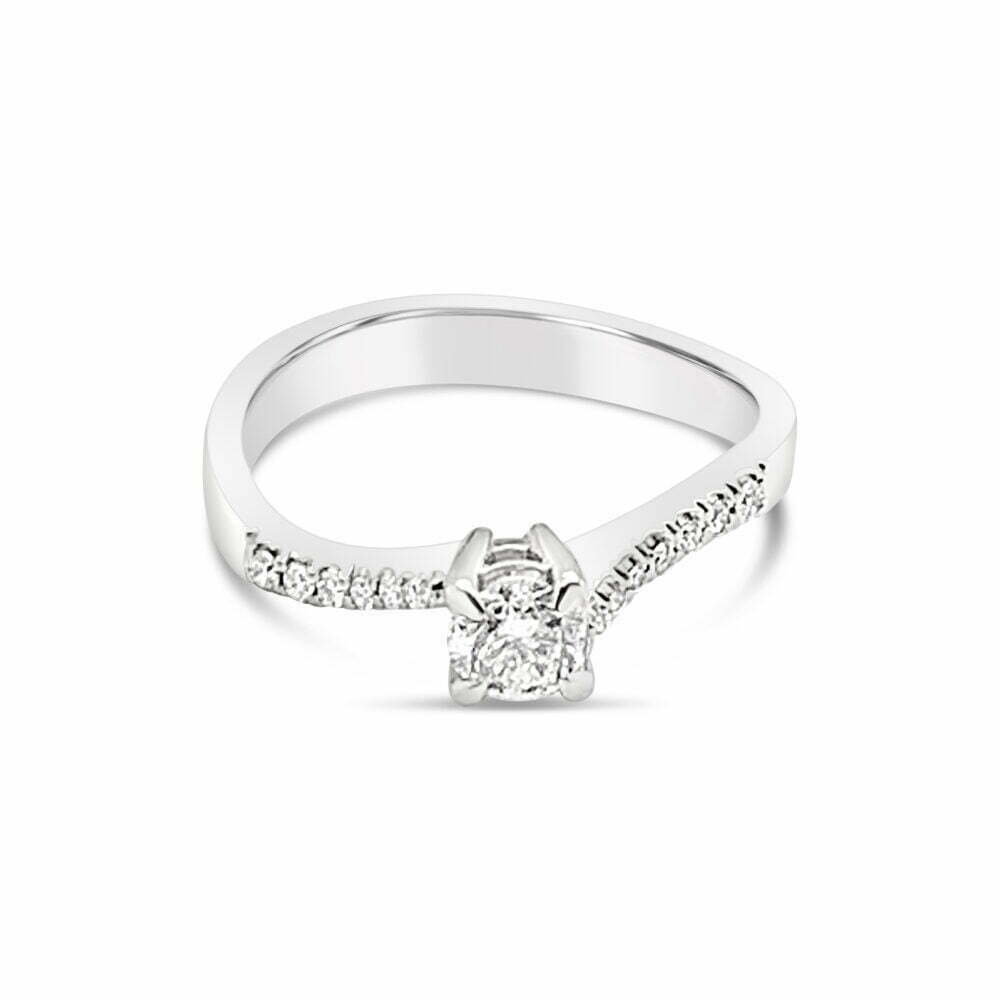 18k witgouden pavé solitaire ring 0.76 ct. diamanten