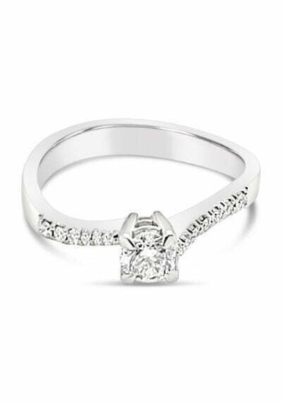 18k witgouden pavé solitaire ring 0.76 ct. diamanten